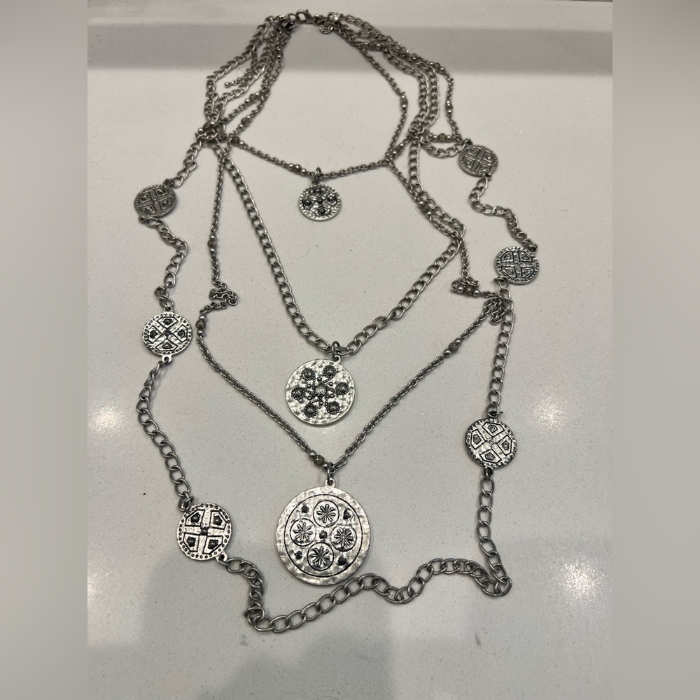 Premier Designs Silver Multi-Layer Necklace- Reversible/Different Combinations